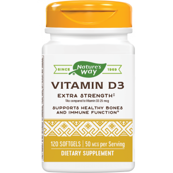 Nature's Way Vitamin D3 Extra Strength Витамин D3 за здрави кости и зъби 2000 IU х120 софтгел капсули