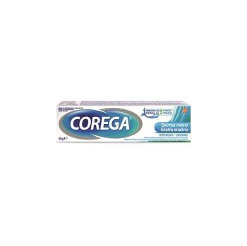 Corega Екстра силен Оригинален вкус Фиксиращ крем за зъбни протези с мента 40 гр