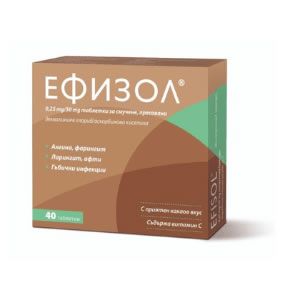 Ефизол при болно гърло 250 мг 40 таблетки за смучене Teva