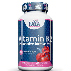 HAYA LABS Vitamin K2 Mk7 100mcg х 60 Caps Подобрява сърдечно-съдовото здраве и укрепва артериите