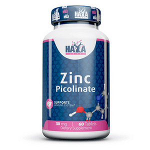 HAYA LABS Zinc Picolinate ЦИНК ПИКОЛИНАТ 30 mg х 60 Tabs. Стимулира имунната система и е антиоксидант
