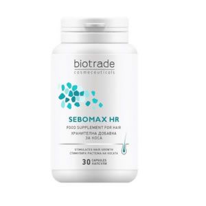 Biotrade Sebomax HR Хранителна добавка за коса 30 капсули е Супер формула благоприятстваща състоянието и растежа на косата. Заздравява структурата на косъма и спомага за по-интензивен растеж.