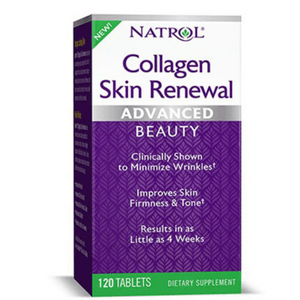NATROL Collagen Skin Renewal 120 Tabs Подобрява здравето на кожата като я стяга и тонизира до 4 седмици.Съдържа клинично тествани колагенови пептиди който намаляват бръчките и подобряват еластичността на кожата!