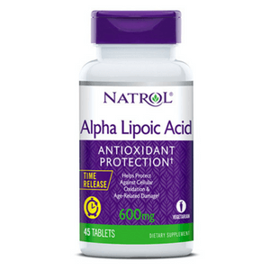 NATROL Alpha Lipoic Acid /Time Release/ 600 mg 45 Tabs e Силен антиоксидант който стимулира усвояването на хранителните вещества. Регулира кръвната захар и забавя процесите на стареене
