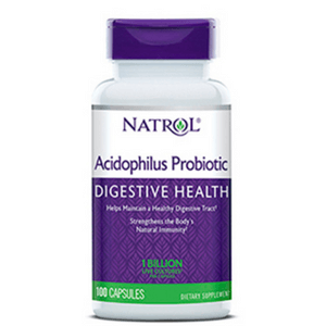 NATROL Acidophilus Probiotic 100mg 100 Caps Оптимизира усвояването на храната като съдържа 3 милиарда живи култури. Поддържа спектъра на полезните бактерии и така стимулира имунната система