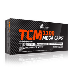 OLIMP TCM 1100 Mega 120 Caps е Високи нива на сила и енергия чрез Разтворима и стабилна в стомаха форма на креатина. Максимална доза креатин малат 