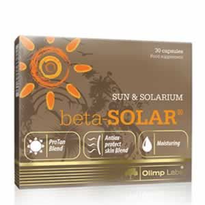 OLIMP beta-SOLAR 30 Caps е Съставен изцяло от аминокиселини, минерали и витамини.Подобрява здравето на кожата и очите. Подпомага трайния загар