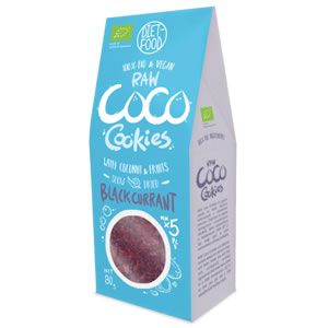 Diet Food Bio Coco Cookies with Blackcurrant 80g са Вкусни сладки на базата на кокосови стърготини с добавка на плодове. Подсигурете си здравословна закуска.