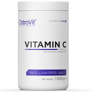 OstroVit 100% Vitamin C Powder 1000g Повишава имунитета и подобрява възстановителните процеси. Спомага за усвояването на веществата като стимулира синтеза на колаген
