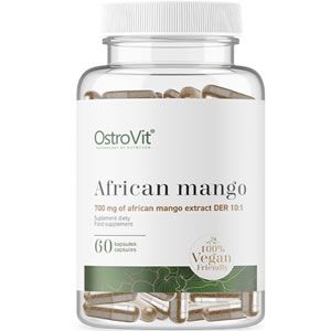 OstroVit African Mango 700 mg 60 Caps Забавя въглехидратната абсорбация след хранене плюс това намалява апетита. Ускорява метаболизма и понижава холестерола