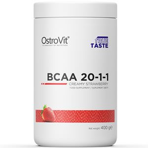 OstroVit BCAA 20:1:1 400g Използването на BCAA като енергиен източник - ни спестява мускулен гликоген което помага за покачването на чиста мускулна маса. Намаляват физическата и психическа умора след тренировка