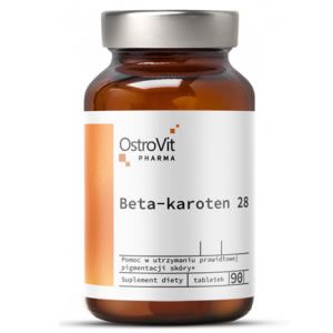 OstroVit Beta-Carotene 28 90 Tabs Осигурява красив слънчев загар за дълго време. Подпомага генерирането на витамин А под формата на ретинол.