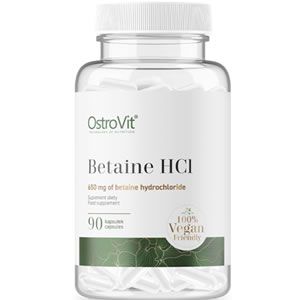OstroVit Betaine HCl 650 mg 90 Caps Помага при храносмилателни проблеми като чести болки в стомаха, постоянна умора и се чувствате сънливи през целия ден