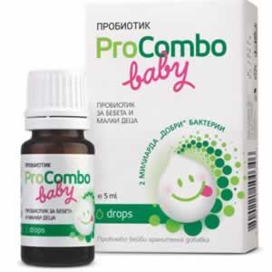 ProCombo Baby Пробиотик за бебета и малки деца капки 5 мл Възстановява баланса в стомашно-чревния тракт след антибиотично лечение и подпомага храносмилането. Подсилва имунитета. Специално създаден за нуждите на новороденото
