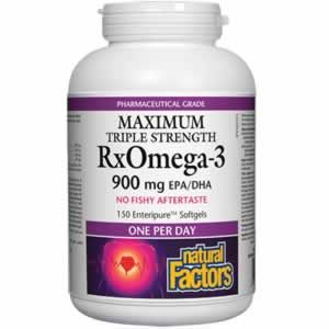 RxOmega-3 Maximum Triple Strength Рибено масло 1425 mg (900 mg EPA/DHA)х 150 За нормалното функциониране на мозъка, сърдечно-съдовата система и ставите. Фармацевтичен стандарт.