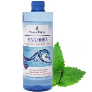 Флорална вода за пиене Маточина 700мл Флора Фарма Има успокоително действие при – неврози,тахикардия, безсъние и други. Спомага при ПМС