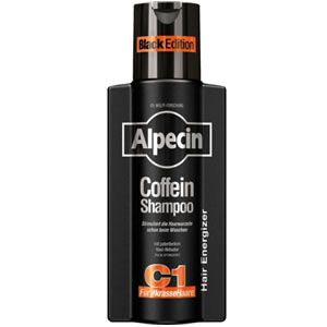 Alpecin, C1 Black Edition, Кофеинов, Шампоан, 250 мл Помага за преодоляване на наследствения косопад. Подходящ за ежедневна употреба с добавени кофеин, цинк и ниацин