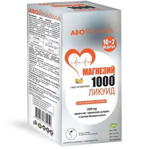 AboPharma Магнезий 1000 Ликуид 12 течни стика За облекчаване на мускулната треска и възстановяване на мускулите при спорт