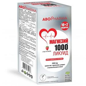 AboPharma Магнезий 1000 Ликуид 12 течни стика За облекчаване на мускулната треска и възстановяване на мускулите при спорт