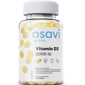 OSAVI Vitamin D3 2000 60 Желирани бонбони Допринася за поддържането на нормалните кости и зъби и мускулната функция.