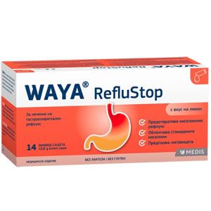 Waya RefluStop Сашета х14 Предпазва от киселинен рефлукс. Облекчава стомашните киселини